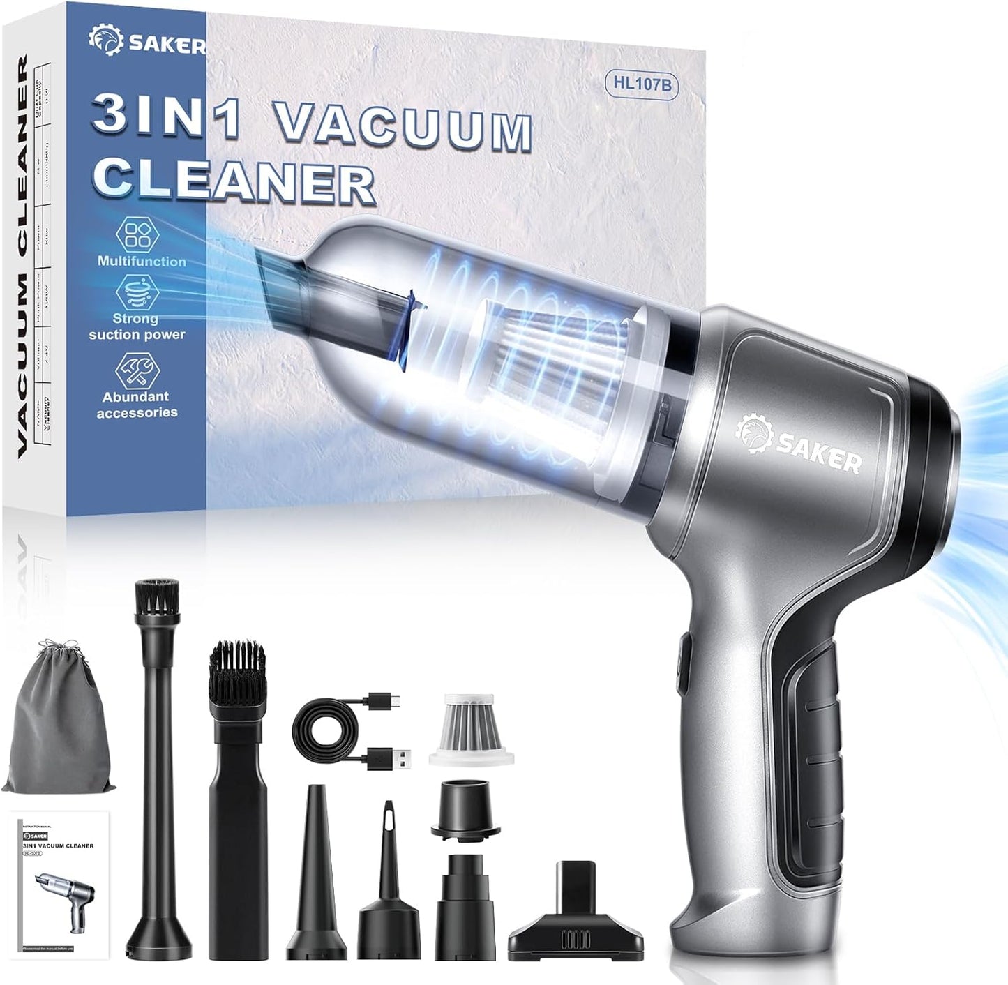 3-in-1 Wireless Vacuum Cleaner for Car, Office, and Home