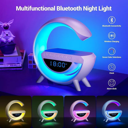 Rgb Clock Lamp & Bluetooth Speaker With Wireless Charging